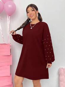 SHEIN EZwear Women's Plus Size Drop Shoulder Loose Fit Black Dress/Fall/Winter