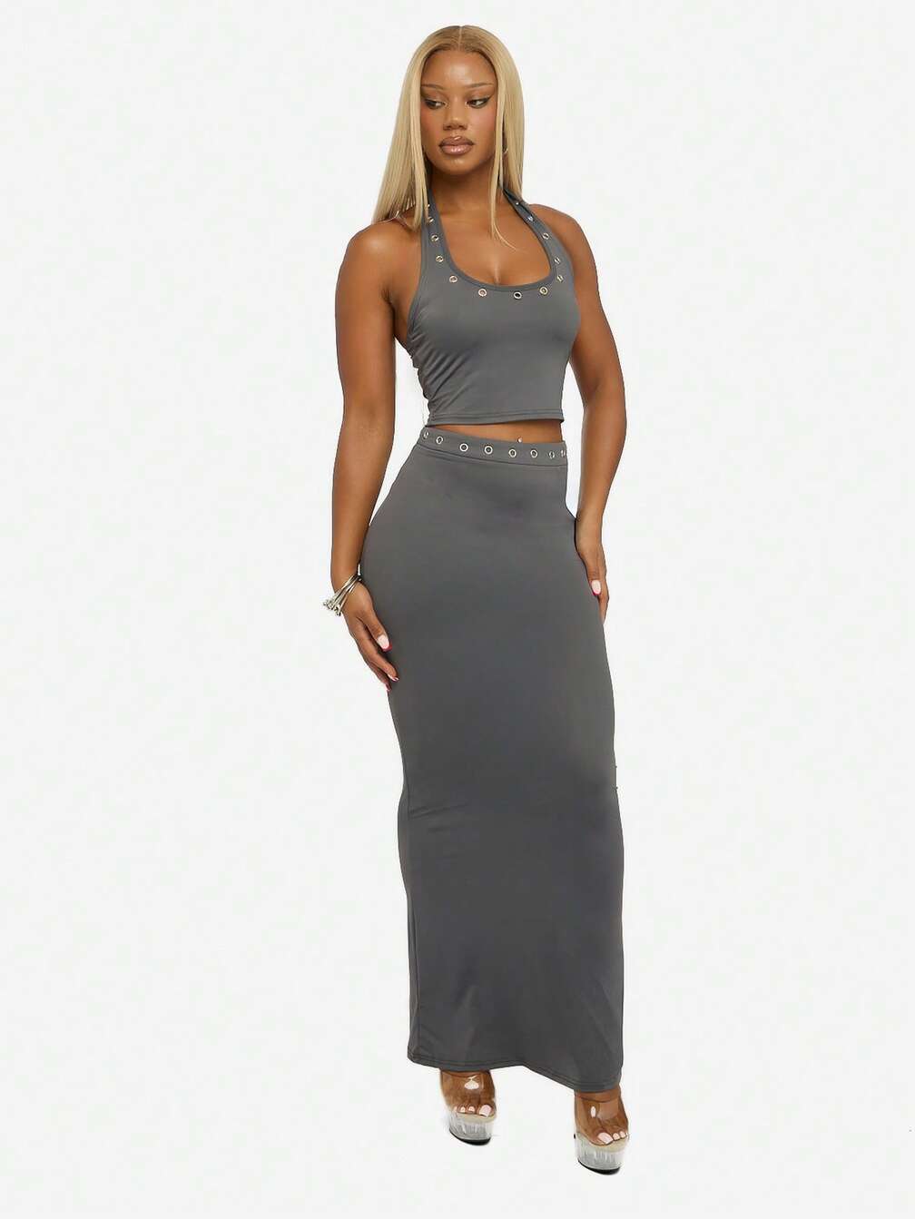 maxi dress evening high waist Green Mesh High Neck Wrap Detail Maxi Dress