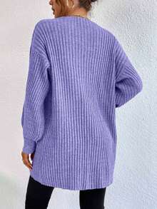 EURMUSE Casual Versatile Solid Color Dropped Shoulder Loose Cardigan,Cardigans For Women,Long Cardigans Woman,Petite Cardigans,Cardigans - Lilac Purple - View 2