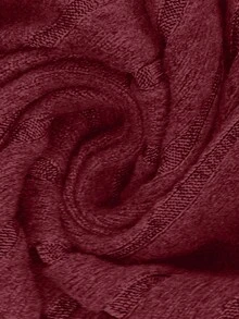 Plus Size Women's Casual Solid Color Ribbed Sweatshirt - Burgundy - View 6