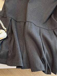 Franclia 新款无袖A字褶甜美短款连衣裙 - 灰色 - 查看 3