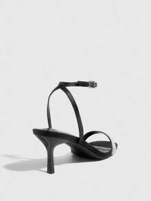 CUCCOO SZL Giày cao gót mũi nhọn bằng vải satin đen đính đá lấp lánh màu bạc, thời trang gợi cảm thanh lịch cho tiệc tùng và hộp đêm - màu đen - Xem 4