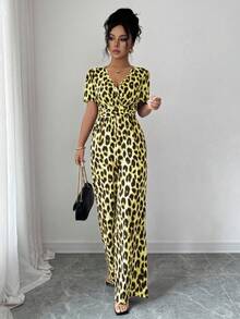 Elenzga Ladies' Elegant Vacation And Casual Summer Leopard Print Jumpsuit - Multicolor - View 4