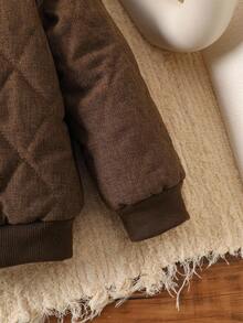 SHEIN Playful Pals Baby Boy Brown Casual Solid Color Loose Fit Jacket, Suitable For Outdoor Play, Home Leisure, And Daily Wear, Autumn/Winter Baby Boy Jacket Baby Boy Coat Brown Jacket Sherpa Collar Jacket Quilted Jacket Brown Jacket Baby Boy Brown Jacket Baby Boy Winter Coat Fall