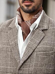 Calvornis 男士格子休闲长袖上衣和裤子套装 - 駝色 - 查看 5