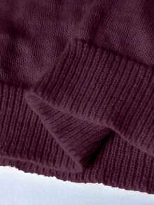 Plus Size Solid Color Minimalist Everyday Long Sleeve Knit Cardigan - Purple - View 6