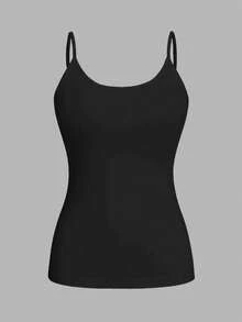 SHEIN EZwear 4 件套黑色休闲简约女式吊带背心，适合夏季 - 黑色 - 查看 5