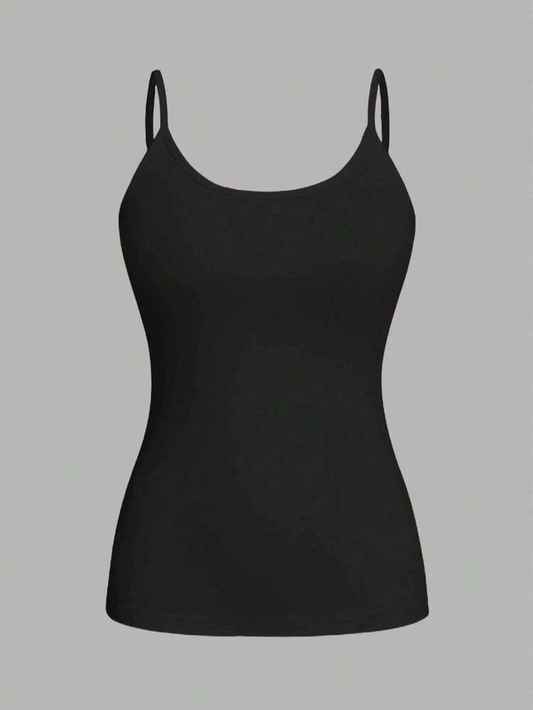 SHEIN EZwear 4pcs/Set Plus Size Women Casual Tight Fitting Camisole Tops, Suitable For Summer - Black - View 5