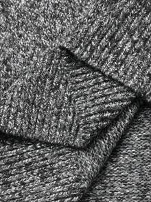 FRIFUL Women's Half-Zip Polo Collar Letter Print Contrast Color Loose Thick Fleece Sweater - Grey - View 7