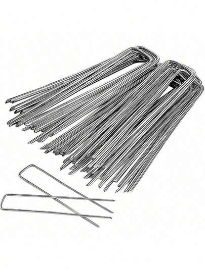 20/40pcs Garden Stakes Galvanized Landscape Staples  U-Type Turf Staples For Artificial Grass Rust Proof Sod Pins Stakes For Securing Yard Fences Barrier Outdoor Wire Cords Tents Tarps