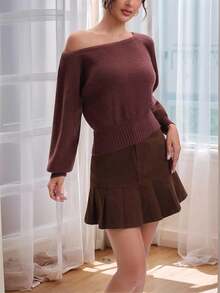 INAWLY Pull à manches raglan de couleur unie pour femmes, automne