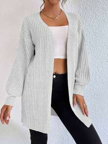 EURMUSE Casual Solid Color Loose Batwing Cardigan - White - View 4