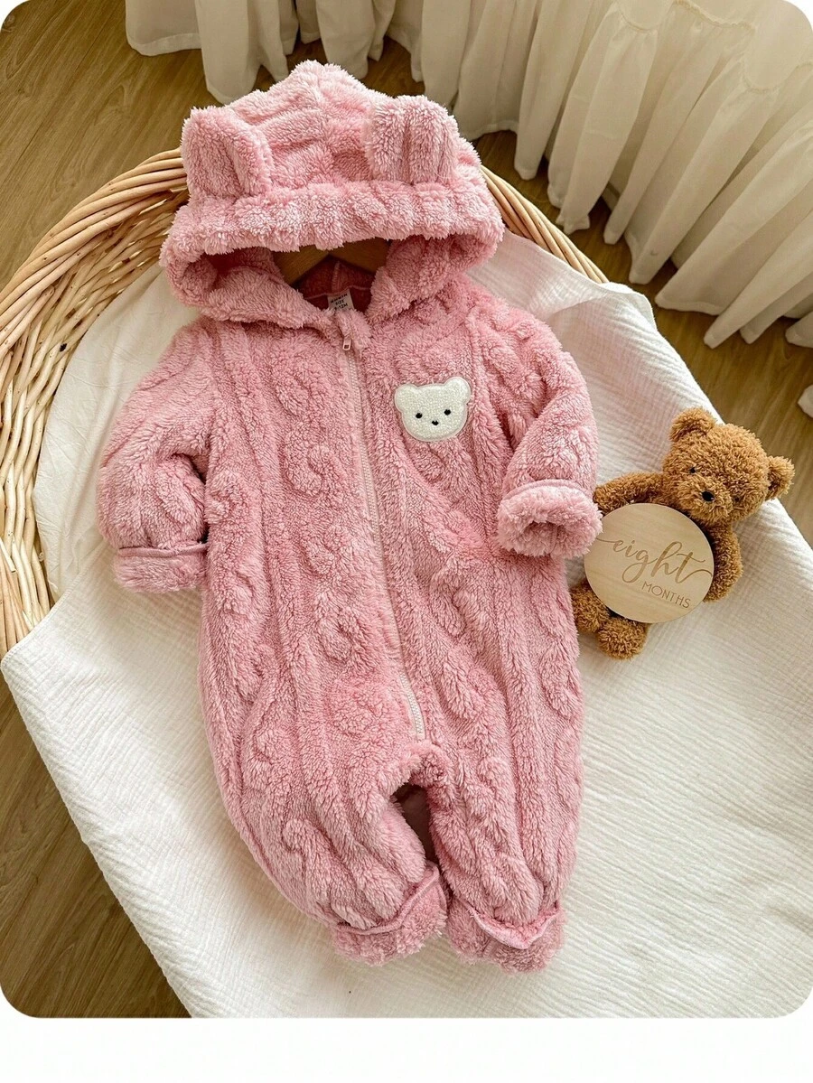 SHEIN Bộ đồ liền thân màu hồng mềm mại cho bé gái, Thu/Đông - Nhiều màu - Xem 1