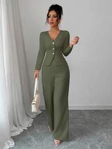 Selianne Bộ vest blazer dài tay thanh lịch và quần âu cho nữ, phong cách công sở/đi làm, phù hợp cho mùa hè, ngày độc lập, tốt nghiệp, trở lại trường - màu xanh lá - Xem 5