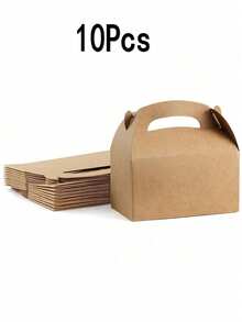 SHEIN 20 Stücke Moretoes Süßigkeitenboxen, 6 x 3,5 x 3,5 Zoll braune Geschenkboxen mit Griff, braune Papier-Partygefäße für Süßigkeiten, Cupcakes, Kekse - Verschiedenfarbig - Übersicht 8