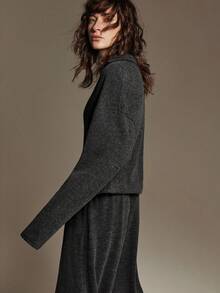 Ontre 2026春夏两件套，适合派对/情人节，女士舒适百搭针织面料，U领，宽松版型，商务休闲，日常/特殊场合穿着，春夏款，韩版风格，优雅时尚 - 深灰色 - 查看 6