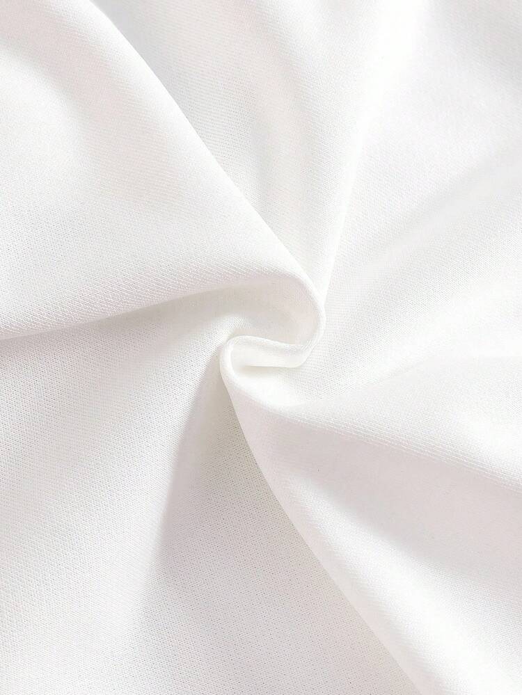 1pc Girls Cute Casual Collegiate Style Button Decor Peter Pan Collar Long Sleeve Rabbit Print Sweatshirt Fall Winter - White - View 7