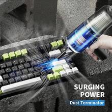 1 件迷你强力无线车载吸尘器，多功能家用吸尘器和吹风机，适用于清洁家具、键盘、干湿两用、吸尘器配件、清洁用品、小家电