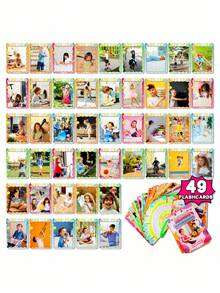 1SET Toddler Flash Cards Realistic Photo Fruits Vegetables Sports Occupations Behavior Preschool Learning Toys For Brain Development Attention - Multicolor - View 5