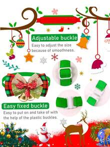 PETSIN 1 件宠物圣诞领结铃铛项圈，圣诞元素印花，狗领结，猫单蝴蝶结项圈，宠物节日装饰，宠物领结，宠物