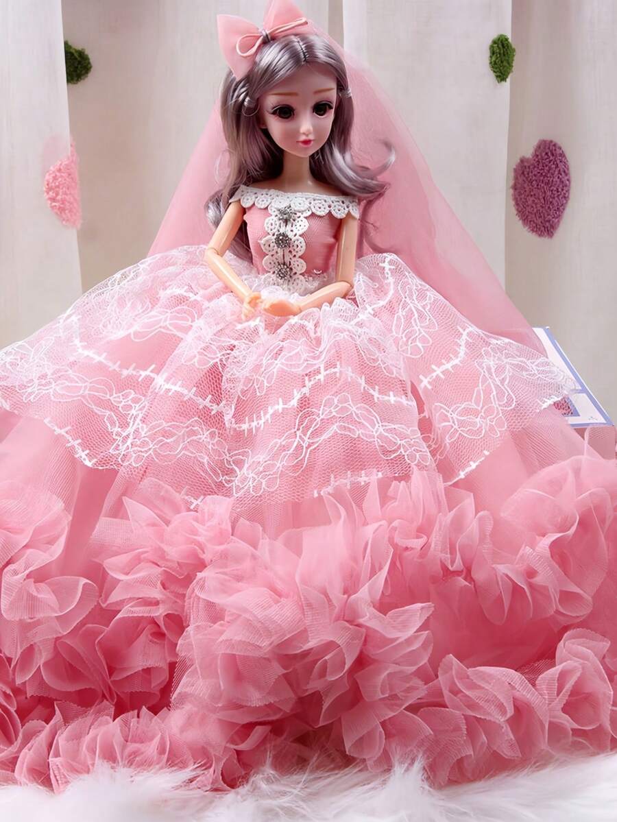 Zazumi 梦幻仙境娃娃婚礼套装，适合作为公主玩具礼物、生日派对赠品、圣诞节系列、新娘入场装饰 - 彩色 - 查看 1