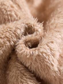 Baby Boy Casual Comfortable Versatile Faux Fur Trim Hooded Jacket, Thermal Lined, Contrast Color Cargo Pockets, Zipper, Mid-Length Winter Coat, Suitable For Home & Outdoor