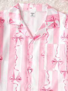 Bộ 2 món/Bộ đồ mặc nhà gồm áo cardigan dài tay màu hồng tối giản, thời trang và dễ thương cho bé gái - Hồng - Xem 5