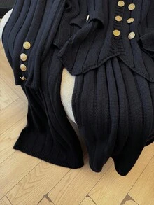 GlowEve CURVE 大码女式金属色双排扣长袖针织开衫和针织裤休闲套装，秋季