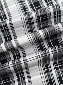 StreetHx Blue Plaid Cap Sleeve Fitted Shirt For Women - Black - View 6