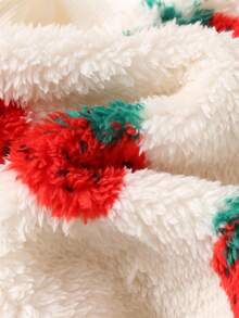 Cozy Pixies 2pcs Baby Girl Strawberry Pattern Thermal Lined Crew Neck Long Sleeve Sweatshirt Set, Suitable For Autumn/Winter Fall - Apricot - View 10