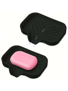 1 件硅胶皂碟托盘、自排水皂架（用于香皂）、带排水功能的硅胶皂碟、香皂盒、皂架、皂瓶、杯子、水槽或柜台收纳盒、厨房台面用洗碗皂碟、家居浴室装饰、秋季装饰、返校