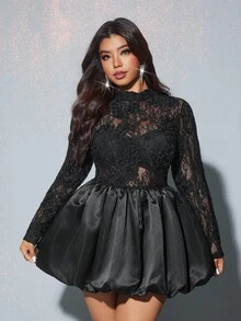 Viva Relle Party Plus Size Dresses - Black - View 2