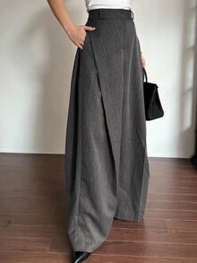 DAZY Quần ống rộng dáng rộng màu trơn cho nữ mùa thu - màu đen - Xem 3