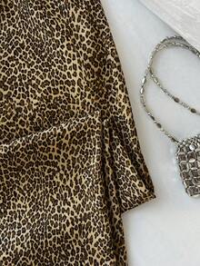 Elamini Calças leves e sensuais de leopardo com pernas largas, 2025, com cordão, cós elástico, justas e justas, adequadas para uso diário, volta às aulas