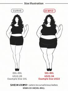 SHEIN CURVE+ Bộ 2 chiếc/Bộ áo thun cổ tròn tay dài phối viền màu tương phản cỡ lớn kèm quần dài ống xẻ tà, quần áo mùa đông cho nữ - màu đen - Xem 4