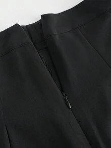 Modelyn 优雅高腰百褶中裙，时尚百搭 - 黑色 - 查看 6