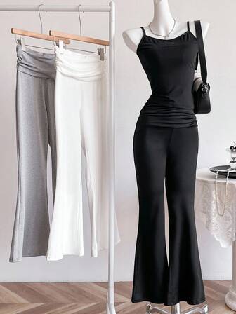 Sweetra Young 3-pack stickade mjuka och bekväma leggings för tonårsflickor, lämpliga för fitness, sport, utomhus, lyftande, utsvängda byxor