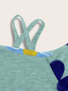 SHEIN LUNE 1 Stück Damen Lässig Retro Blume Muster Langarm T-Shirt, geeignet für Herbst/Winter