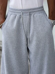 Major Grit Men's Solid Color Drawstring Waist Pockets Wide Leg Loose Casual Sweatpants - Light Grey - View 7