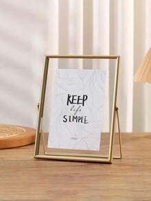 1pc Gold Metal Frame Acrylic Floating Photo Holder, Modern Decorative Frame Gifts Birthday Graduation - Gold - View 10
