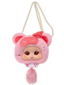 Alice In Wonderland Vinyl Bag - Doll-Style Backpack With Pearl Chain, Kawaii Purse For Girls