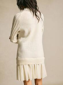 SHEIN PariChic Robe pull à manches longues minimaliste de couleur unie pour femmes, convenant pour un port quotidien, automne/hiver - Tabac - Voir 2