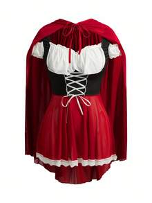 Fantasy Costume 3pcs/Set Sexy Sheer Little Red Riding Hood Costume For Women, Halloween - Multicolor - View 6