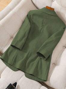 GlowEve CURVE 大码休闲通勤纯色夹克 - 綠色 - 查看 2