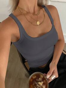 DAZY 女款夏季新款純色商務休閒掛脖上衣 - 灰色 - 查看 2