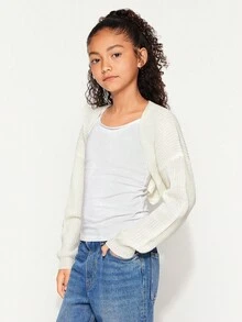 Radiana Tween 女童休闲针织长袖开衫夹克 - 米色 - 查看 3