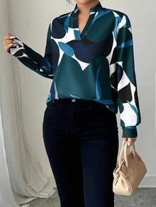 Elenzga Casual Loose Long Sleeve Women Shirt, Suitable For Daily Wear - Multicolor - View 5