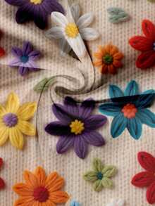 EMERY ROSE 优雅复古度假风格热带花卉印花宽松圆领双层盖袖衬衫，加大码 - 彩色 - 查看 5