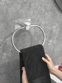 Selbstklebender Handtuchhalter, Badezimmer Handtuchring Halter, Geschirrtuchhalter ohne Bohren, Edelstahl Hänger, Taschentuchhalter, Handtuchständer, WC Zubehör Organizer Aufbewahrung
