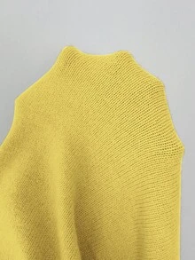 Elenzga 女式拼色不对称领口套头衫，优雅复古风格，适合春秋季节度假和节假日穿着 - 鵝黃色 - 查看 7